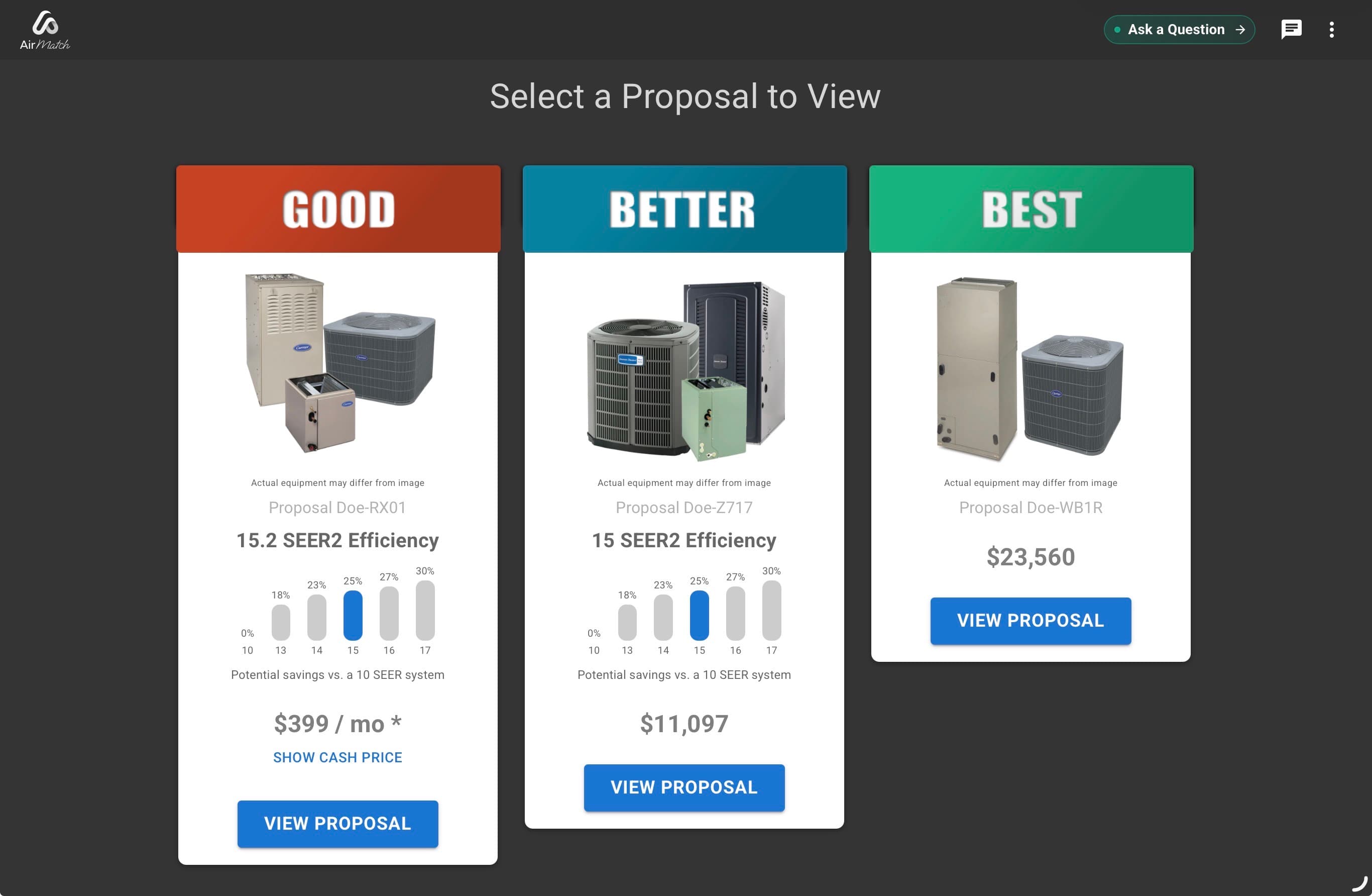 AirMatch Good Better Best proposal